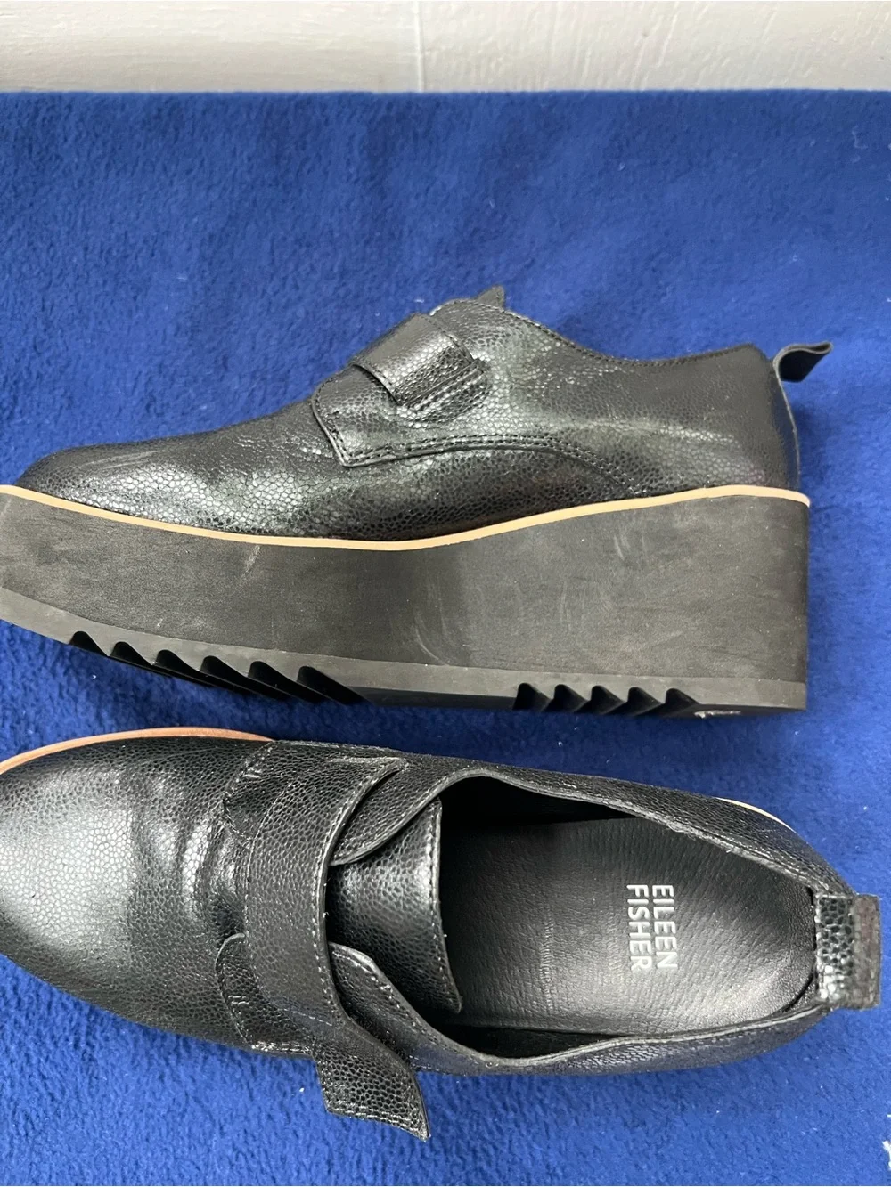 Eileen Fisher Zola Black Platform Oxfords